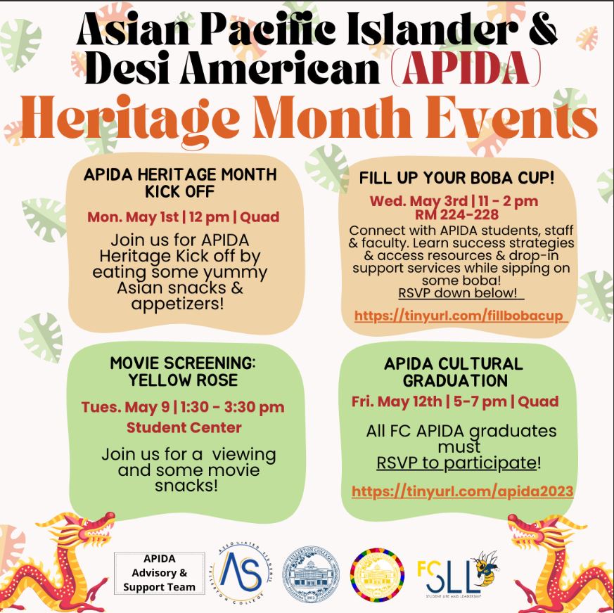 APIDA Heritage Month Events at Fullerton College Asian American